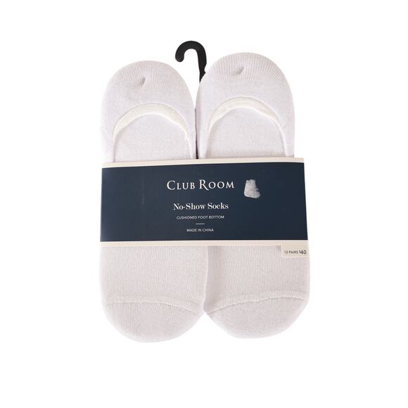 Club Room Men's No Show Socks Set of 12 - White - NWT - Picture 1 of 2